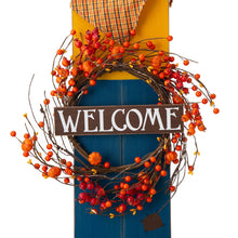 Load image into Gallery viewer, 42"H Fall Wooden Scarecrow Porch Decor with A Lighted Wreath