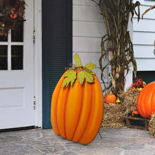 Load image into Gallery viewer, Fall Oversized Metal Pumpkin Yard Stake or Wall Décor or Standing Decor (Three Functions)