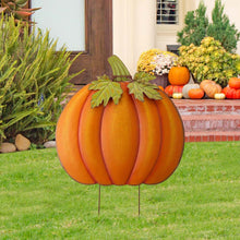 Load image into Gallery viewer, Fall Oversized Metal Pumpkin Yard Stake or Wall Décor or Standing Decor (Three Functions)