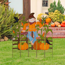 Load image into Gallery viewer, 41.5"H Fall Metal Scarecrow & Corns Combo Yard Stake