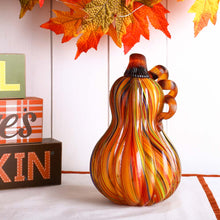 Load image into Gallery viewer, 8.46"H Hand Blown Multi Striped Glass Gourd/ Decor