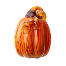 Load image into Gallery viewer, 5.5"H Hand Blown Multi Striped Glass Pumpkin Decor
