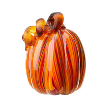 Load image into Gallery viewer, 5.5"H Hand Blown Multi Striped Glass Pumpkin Decor