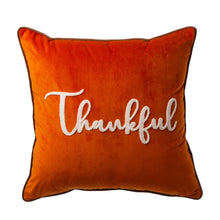 Load image into Gallery viewer, 20"L*20"W Velvet Pillow Cover With “Thankful” Word