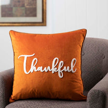 Load image into Gallery viewer, 20"L*20"W Velvet Pillow Cover With “Thankful” Word
