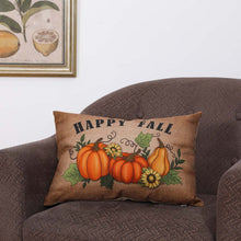Load image into Gallery viewer, 18"L Faux Burlap Happy Fall Pumpkin Pillow