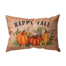 Load image into Gallery viewer, 18"L Faux Burlap Happy Fall Pumpkin Pillow