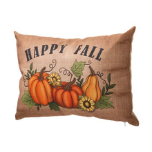 Load image into Gallery viewer, 18"L Faux Burlap Happy Fall Pumpkin Pillow
