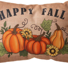 Load image into Gallery viewer, 18"L Faux Burlap Happy Fall Pumpkin Pillow