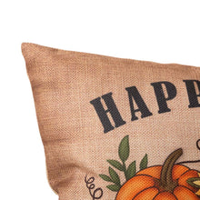 Load image into Gallery viewer, 18"L Faux Burlap Happy Fall Pumpkin Pillow
