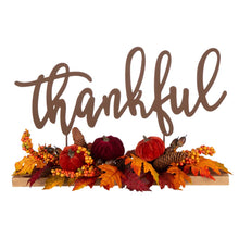 Load image into Gallery viewer, 24"L Harvest "Thankful" Metal Sign Floral or Centerpiece