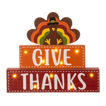 Load image into Gallery viewer, 11.81"L Thanksgiving Wooden Lighted Turkey/Word Block Table Decor