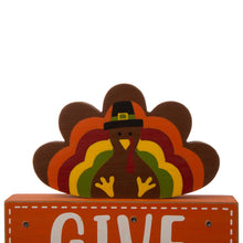 Load image into Gallery viewer, 11.81"L Thanksgiving Wooden Lighted Turkey/Word Block Table Decor