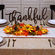 Load image into Gallery viewer, 24"L Lighted Metal "Thankful" Centerpiece Table Décor with Floral