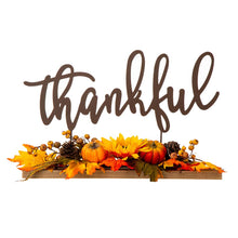 Load image into Gallery viewer, 24"L Lighted Metal "Thankful" Centerpiece Table Décor with Floral