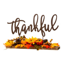Load image into Gallery viewer, 24"L Lighted Metal "Thankful" Centerpiece Table Décor with Floral