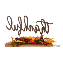Load image into Gallery viewer, 24"L Lighted Metal "Thankful" Centerpiece Table Décor with Floral