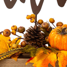 Load image into Gallery viewer, 24"L Lighted Metal "Thankful" Centerpiece Table Décor with Floral