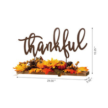 Load image into Gallery viewer, 24"L Lighted Metal "Thankful" Centerpiece Table Décor with Floral
