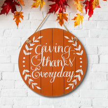 Load image into Gallery viewer, 15"D Orange Wooden Thanksgaving Wall Sign Decor