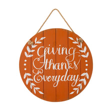 Load image into Gallery viewer, 15"D Orange Wooden Thanksgaving Wall Sign Decor
