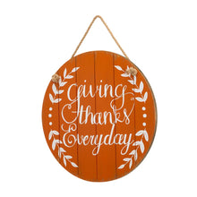 Load image into Gallery viewer, 15"D Orange Wooden Thanksgaving Wall Sign Decor
