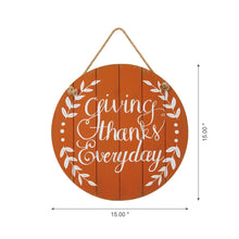 Load image into Gallery viewer, 15"D Orange Wooden Thanksgaving Wall Sign Decor