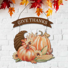 Load image into Gallery viewer, 16"H Metal/Wooden Thanksgiving Croissant Wall Décor