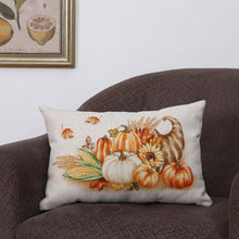 Load image into Gallery viewer, 18"L Faux Burlap Thanksgiving Croissant Pillow