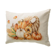 Load image into Gallery viewer, 18"L Faux Burlap Thanksgiving Croissant Pillow