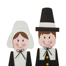 Load image into Gallery viewer, 36"H Thanksgiving Wooden Pilgrim Couple Poch Décor