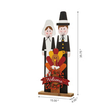 Load image into Gallery viewer, 36"H Thanksgiving Wooden Pilgrim Couple Poch Décor