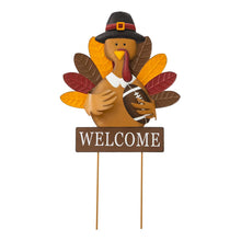 Load image into Gallery viewer, 30"H Thanksgiving Metal Turkey Yard Stake/Hanging Wall Décor (Two Functions)
