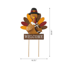 Load image into Gallery viewer, 30"H Thanksgiving Metal Turkey Yard Stake/Hanging Wall Décor (Two Functions)