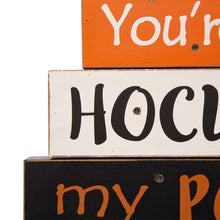 Load image into Gallery viewer, 11.54"H Halloween Wooden Lighted Witch/Word Block Table Decor