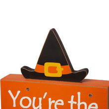 Load image into Gallery viewer, 11.54"H Halloween Wooden Lighted Witch/Word Block Table Decor