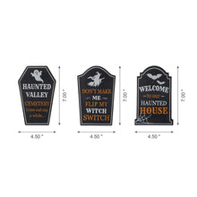 Load image into Gallery viewer, 7"H Halloween Wooden Tombstone Table Sign Decor, Set of 3