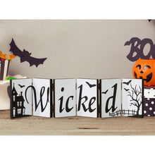 Load image into Gallery viewer, Halloween Wooden Hinged Table Signs (Spooky and Wicked)