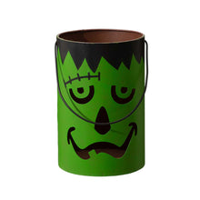 Load image into Gallery viewer, Green Halloween Metal Cutout Frankenstein Face Bucket, Set of 2