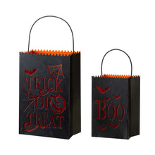 Load image into Gallery viewer, Black Halloween Metal Cutout "TRICK OR TREAT" Bucket, Set of 2
