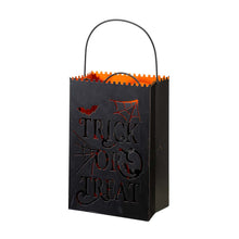 Load image into Gallery viewer, Black Halloween Metal Cutout "TRICK OR TREAT" Bucket, Set of 2