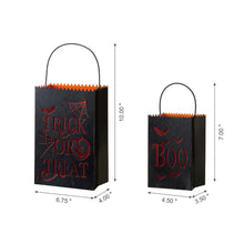 Load image into Gallery viewer, Black Halloween Metal Cutout "TRICK OR TREAT" Bucket, Set of 2
