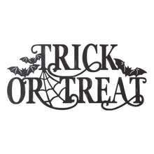 Load image into Gallery viewer, 24"L Halloween Metal "TRICK OR TREAT" Wall Sign