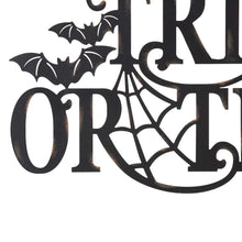 Load image into Gallery viewer, 24"L Halloween Metal "TRICK OR TREAT" Wall Sign