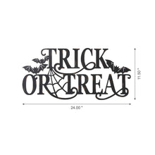 Load image into Gallery viewer, 24"L Halloween Metal "TRICK OR TREAT" Wall Sign