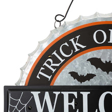 Load image into Gallery viewer, 14"L Lighted Halloween WELCOME Metal Bottle Cap Wall Sign