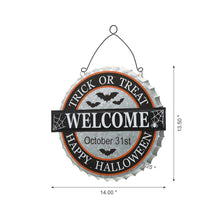 Load image into Gallery viewer, 14"L Lighted Halloween WELCOME Metal Bottle Cap Wall Sign