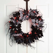 Load image into Gallery viewer, 26"D Lighted Halloween Bat Wreath