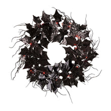 Load image into Gallery viewer, 26"D Lighted Halloween Bat Wreath