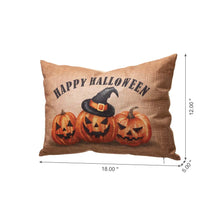 Load image into Gallery viewer, 18"L Faux Burlap HAPPY HALLOWEEN Pumpkin Pillow